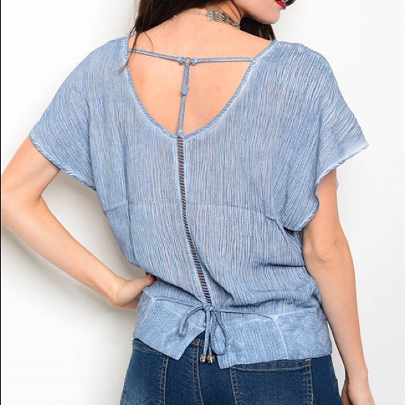 ❗️CLOSING SALE❗️ Sky Blue Mineral Wash Top - Picture 3 of 3